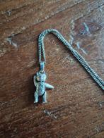 Zilveren ketting met hanger beertje 48 cm, Met hanger, Ophalen of Verzenden, Zo goed als nieuw, Zilver
