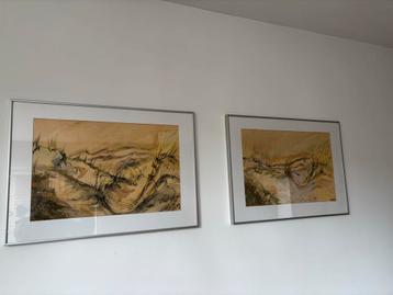 Schilderijen van duinen - Set van 2 beschikbaar voor biedingen