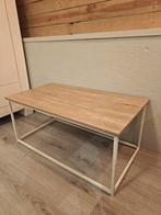 Salontafel 90x48x40cm - Wit frame, houten blad, 50 tot 100 cm, Zo goed als nieuw, Metaal, Modern