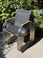 Design Tuinset RVS 6 stoelen en tafel, Tuin en Terras, Ophalen, Gebruikt, 6 zitplaatsen, Rvs