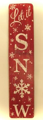 Handgeschilderd Après Ski bord / Let it Snow (rood) / Kerst, Ophalen of Verzenden, Zo goed als nieuw