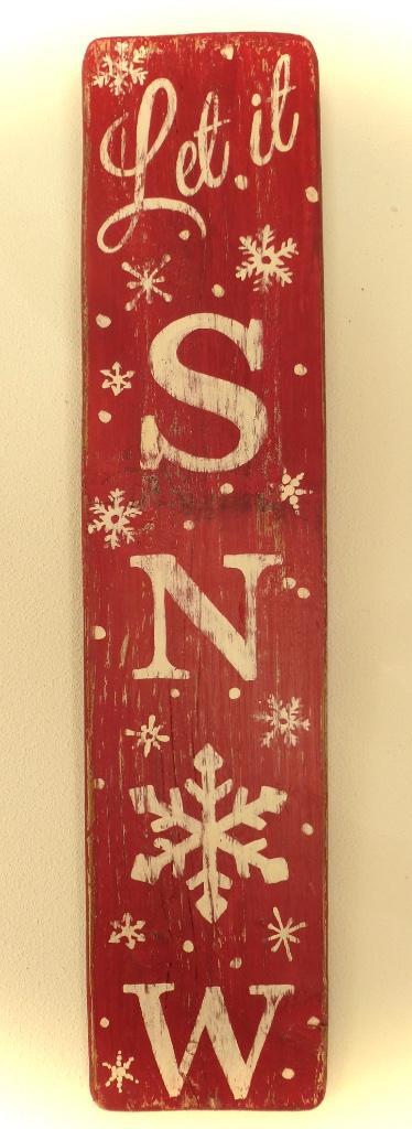 Handgeschilderd Après Ski bord / Let it Snow (rood) / Kerst, Huis en Inrichting, Woonaccessoires | Wanddecoraties, Zo goed als nieuw