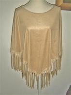 TRENDY beige suedelook poncho met franjes - nieuw!, Ophalen of Verzenden, Nieuw