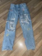 Bershka mom jeans spijkerbroek 40 distressed broek blauw top, Blauw, W30 - W32 (confectie 38/40), Zo goed als nieuw, Verzenden