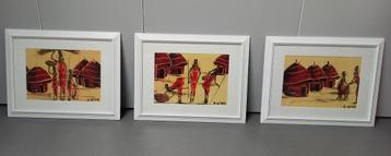 Schilderij, set van 3, Afrika beschikbaar voor biedingen