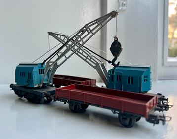 2x Marklin H0 4611 Kraanwagen met lageboordwagen beschikbaar voor biedingen