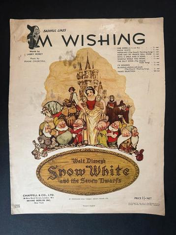 Walt Dinsey’s Snow White, I’m Wishing, Bladmuziek beschikbaar voor biedingen