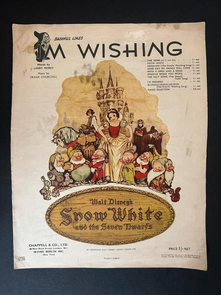 Walt Dinsey’s Snow White, I’m Wishing, Bladmuziek, Muziek en Instrumenten, Bladmuziek, Zo goed als nieuw, Artiest of Componist