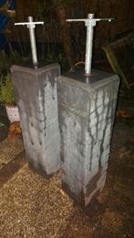 2 Betonnen Poeren met Verzinkte Plaat - 15x15x60cm, Tuin en Terras, Overkappingen, Ophalen of Verzenden