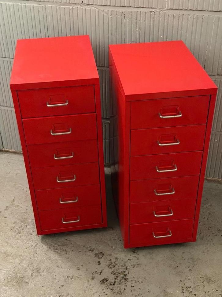 2x Meerladekast 6 laden ( A4 kast ) Metaal kast ( Rood ), Huis en Inrichting, Kasten | Ladekasten, Gebruikt, Minder dan 100 cm