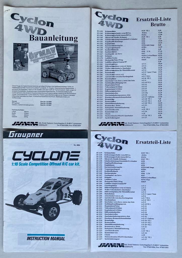 Vintage Graupner Cyclone 1:10 manual, Hobby en Vrije tijd, Elektro, Verzenden, Zo goed als nieuw, Schaal 1:10