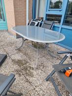 Tuintafel met 5 stoelen, Ophalen, Gebruikt, Ovaal, Aluminium