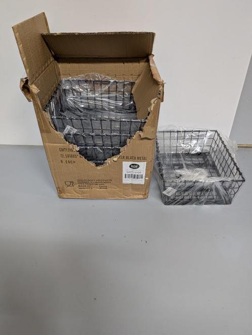 Tablecraft opbergmand staal zwart 6x, Huis en Inrichting, Woonaccessoires | Schalen en Manden, Nieuw, Rechthoekig, Overige materialen