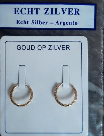 Goud op zilver oorringetjes bewerkt nieuw 14 of 16 mm beschikbaar voor biedingen