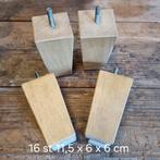 16 stuks bedpoten houten poot pootjes hout, Ophalen of Verzenden, Gebruikt, Eenpersoons, Hout