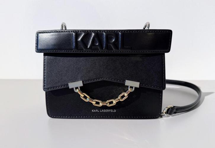 Karl Lagerfeld Seven Mini Crossybody Shoulder Bag Zwart Leer, Sieraden, Tassen en Uiterlijk, Tassen | Damestassen, Nieuw, Schoudertasje