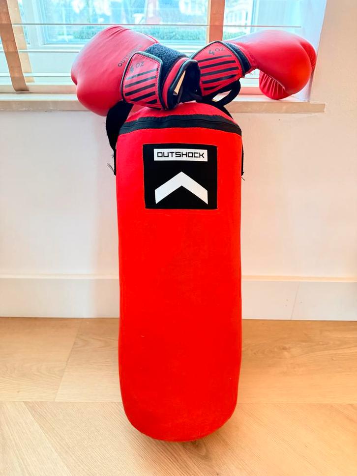 Boks zak met handschoenen voor kinderen, Sport en Fitness, Vechtsporten en Zelfverdediging, Zo goed als nieuw, Overige, Vechtsportbescherming