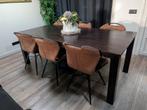 Mooie donkerbruine houten eettafel - 210x100 cm, Huis en Inrichting, Tafels | Eettafels, Ophalen, Gebruikt, 100 tot 150 cm, 200 cm of meer