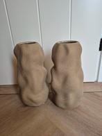 Set van 2 Aardewerk Vazen - Zandkleur, Antiek en Kunst, Ophalen
