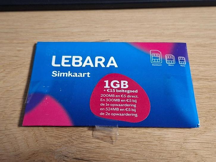 Nieuwe Lebara simkaart prepaid 1GB + 15eur beltegoed, Telecommunicatie, Prepaidkaarten en Simkaarten, Nieuw, Prepaidkaart, Overige providers