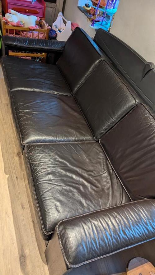 Bankstel 3 en 2 zitter in 1 koop, Huis en Inrichting, Banken | Sofa's en Chaises Longues, Gebruikt, Hout, Leer, Ophalen