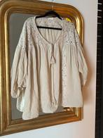 Ibiza blouse wijd en ruim 1 maat zandkleur met bling, Ophalen of Verzenden, Zo goed als nieuw, Maat 38/40 (M), Beige