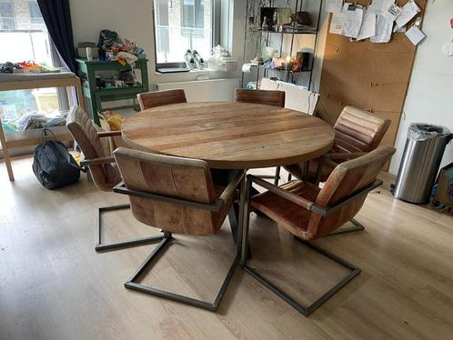 Eetkamer stoelen - 6 stuks, Huis en Inrichting, Stoelen, Gebruikt, Vijf, Zes of meer stoelen, Metaal, Bruin, Ophalen