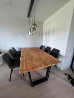 Massief teak houten eettafel industrieel, Huis en Inrichting, Tafels | Eettafels, Ophalen, 50 tot 100 cm, Zo goed als nieuw, 150 tot 200 cm