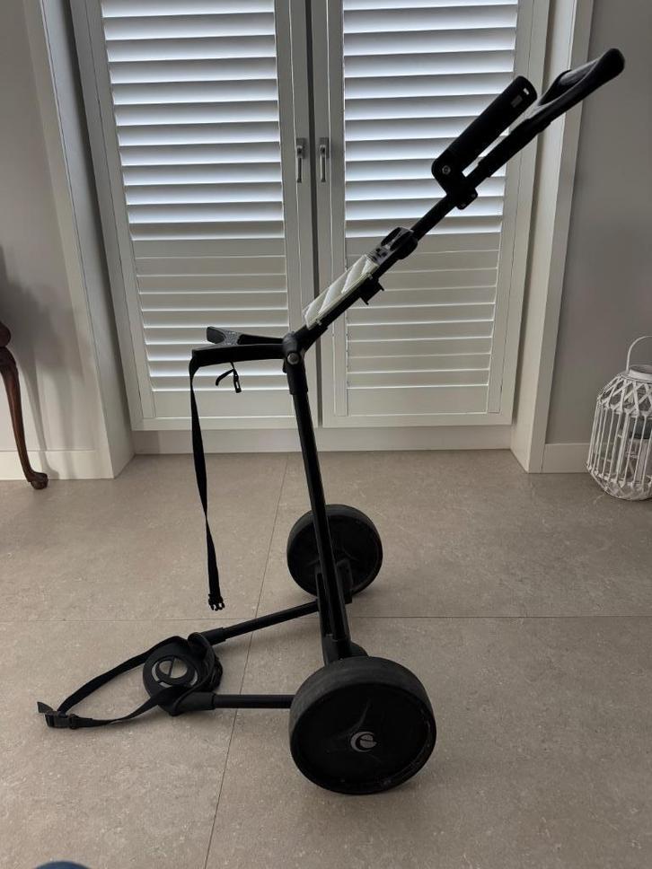 Zwarte E-Motion electrische golftrolley, Sport en Fitness, Golf, Gebruikt, Golfkar, Ophalen of Verzenden