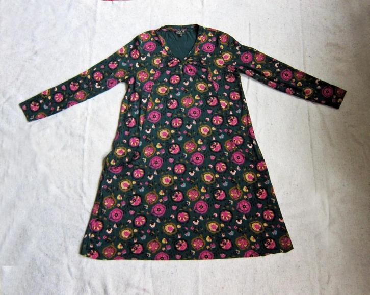 Comfortabele jurk van Zilch, maat XL, donkergroen mt bloemen, Kleding | Dames, Jurken, Zo goed als nieuw, Maat 46/48 (XL) of groter