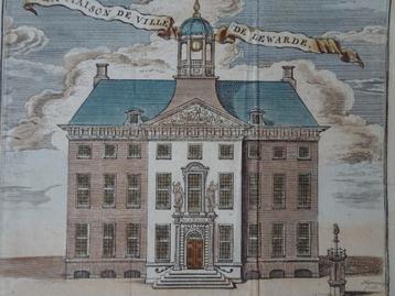Gekleurde gravure Stadhuis van Leeuwarden Harrewijn 1720  beschikbaar voor biedingen
