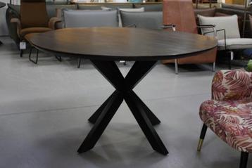 Prachtige ronde eettafel metaal mangohout donkerbruin Ø130 beschikbaar voor biedingen