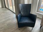 2 blauwe leren stoelen, Huis en Inrichting, Fauteuils, Gebruikt, 75 tot 100 cm, Ophalen of Verzenden, Modern