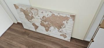 Woodprint houten landkaart, beige/bruin. Makkelijk op te han beschikbaar voor biedingen