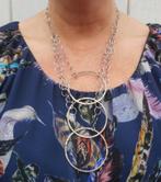 Zilveren prachtig modernist bicolor collier nr.831, Sieraden, Tassen en Uiterlijk, Kettingen, Met hanger, Verzenden, Zo goed als nieuw