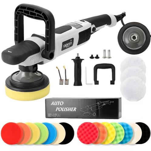 Dekko Tools polijstmachine 1200w | 17 pads 15 cm | 6 standen, Auto diversen, Onderhoudsmiddelen, Ophalen of Verzenden