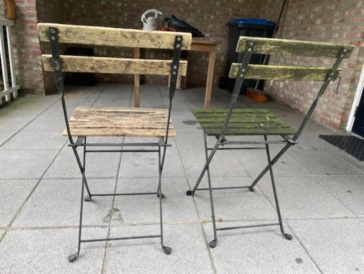 TE KOOP: 2-delig bistrosetje, Tuin en Terras, Tuinstoelen, Gebruikt, Metaal, Ophalen