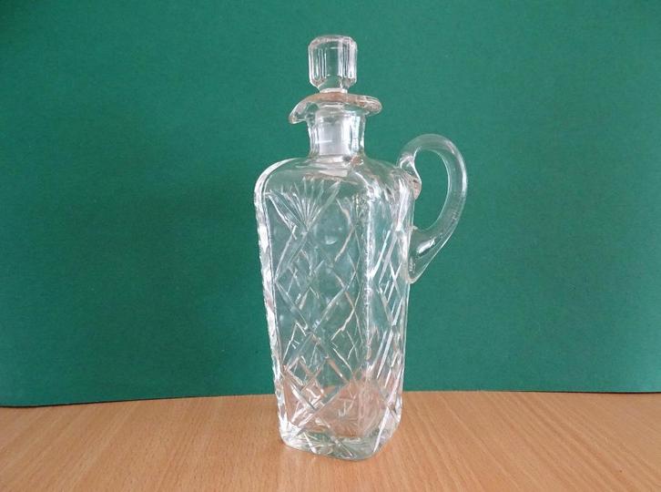 Antiek Kristal Karaf met oor en stop 20 cm, Antiek en Kunst, Antiek | Glas en Kristal, Ophalen of Verzenden