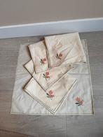 Vintage Geborduurde Servetten Set 6 stuks, Ophalen of Verzenden, Zo goed als nieuw, Beige, Placemat