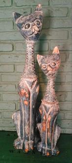 Twee grote houten katten, Ophalen of Verzenden