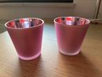 2 Waxinelichthouders roze, Huis en Inrichting, Ophalen, Zo goed als nieuw, Overige materialen, Minder dan 25 cm
