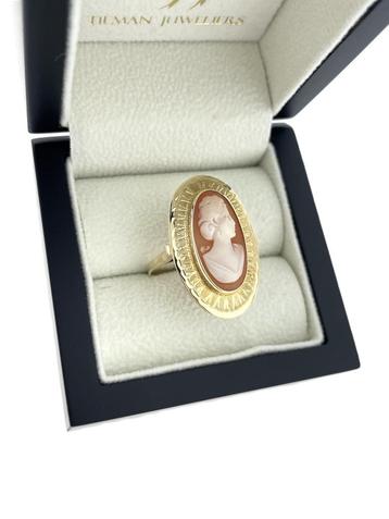 Antiek 14 Karaat Gouden Camee Gravé Ring - Ovaal / 2,8 cm beschikbaar voor biedingen