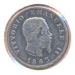 Italië 1 Lira 1863, Ophalen of Verzenden, Italië, Losse munt, Zilver