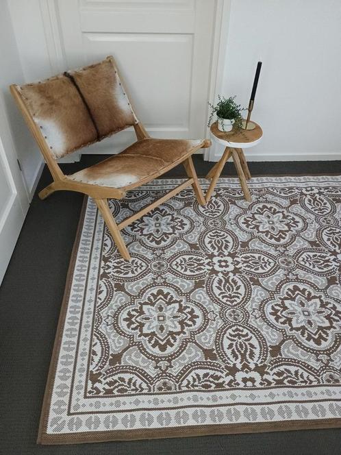 Nieuw prachtig uniek bruin-wit-teaklook patroon vloerkleed 1, Huis en Inrichting, Stoffering | Tapijten en Kleden, Zo goed als nieuw