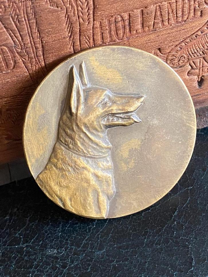 Oude hondenshow medaille. Duitse Herder. Zie foto’s., Postzegels en Munten, Penningen en Medailles, Brons, Buitenland, Ophalen of Verzenden