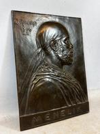 251037 RARE African Bronzen plaque Keizer MENELIK  Ethiopie, Ophalen of Verzenden