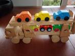 Houten AUTO-OPLEGGER met 6 AUTOOTJES, Ophalen, Zo goed als nieuw, Overige typen
