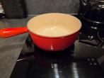 Le Creuset kaasfondue pan + brander / rechaud, Huis en Inrichting, Keuken | Potten en Pannen, Ophalen, Gietijzer, Overige typen