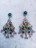 Prachtige Exclusieve Handgemaakte Lange Zilveren Oorstekers, Verzenden, Zilver, Oorbellen