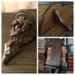 Oude console eiken hout bruin en gips, Antiek en Kunst, Curiosa en Brocante, Ophalen of Verzenden